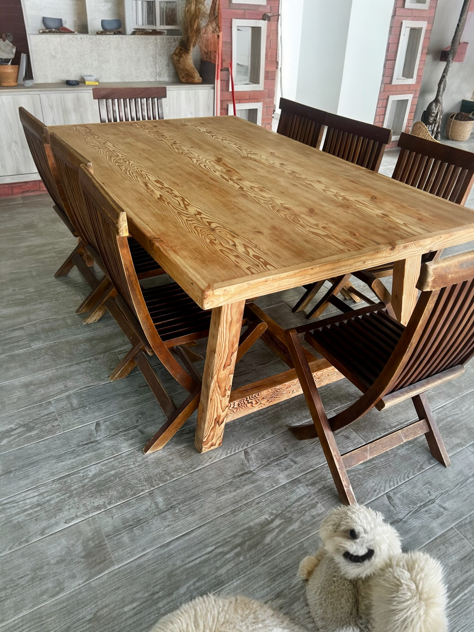 Mesa de comedor de pino Oregon americano - wash